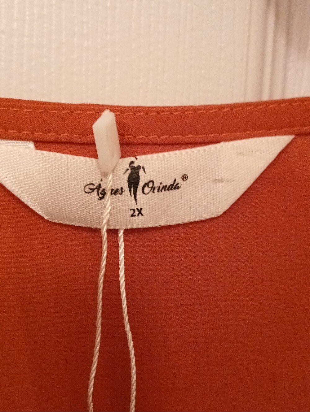 Agnes Orinda NWT Long Sleeve Blouse Women's Size 2X Rust Orange Neutral Fall - Picture 2 of 8